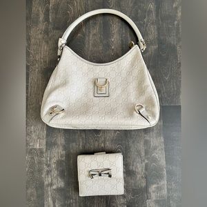 Vintage Premium Luxury Gucci White Monogram Purse + Wallet